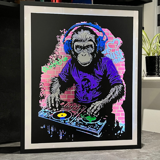 3D DJ Monkey LED Wall Art