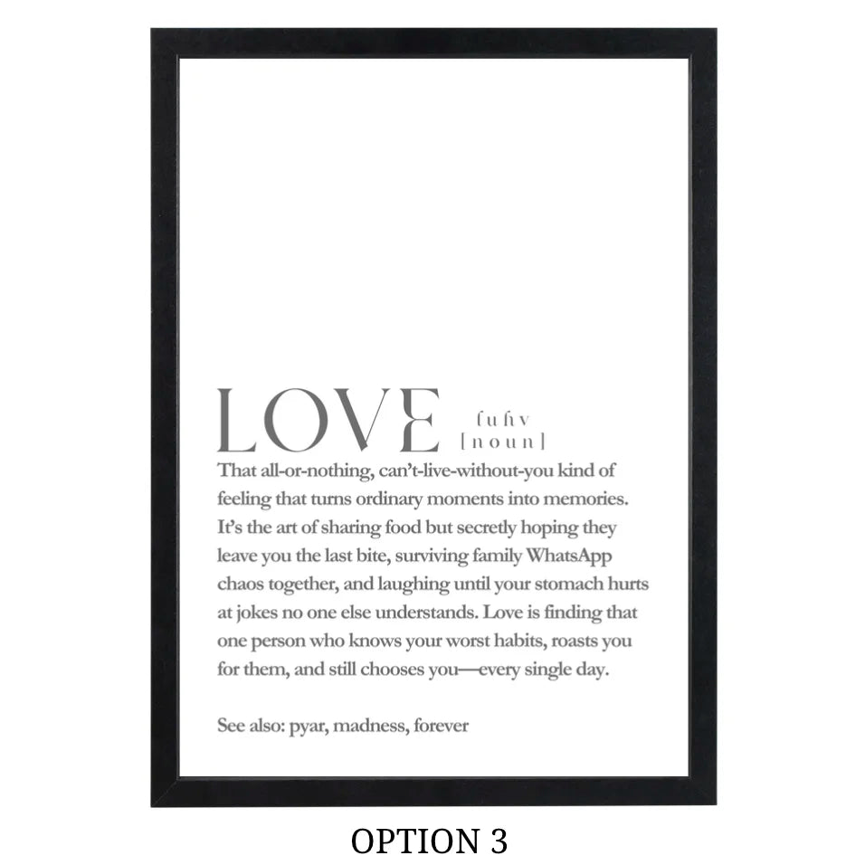 Love Definition Art Frame