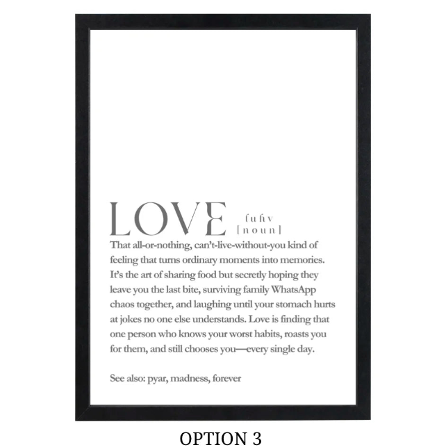 Love Definition Art Frame