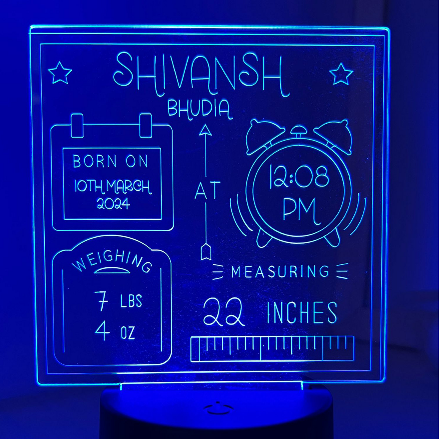 New Born Baby Acrylic LED Light Up Frame