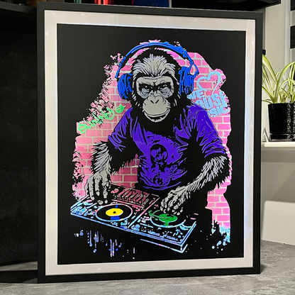 3D DJ Monkey LED Wall Art