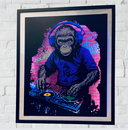 3D DJ Monkey LED Wall Art