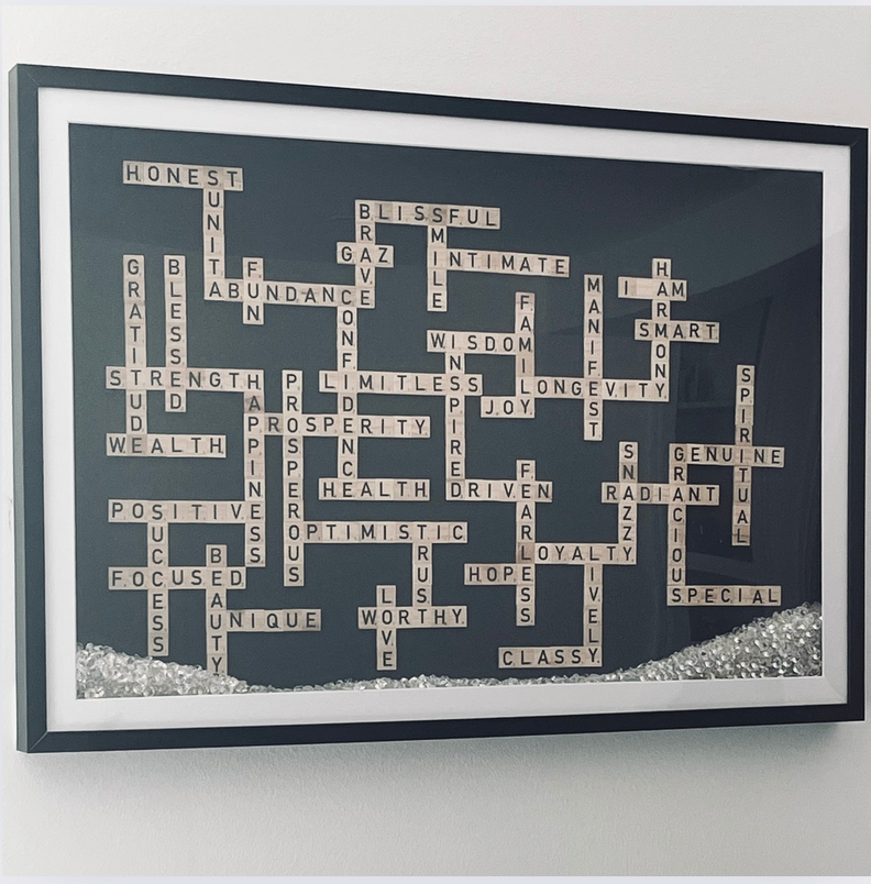 3D Scrabble Frame Featuring Uplifting Words