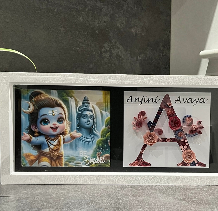 Quilled Personalised Name with Baby Hindu Gods