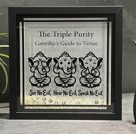 Ganesh ji “SEE no Evil, HEAR no Evil, SPEAK no Evil” Led light up Frame