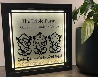 Ganesh ji “SEE no Evil, HEAR no Evil, SPEAK no Evil” Led light up Frame