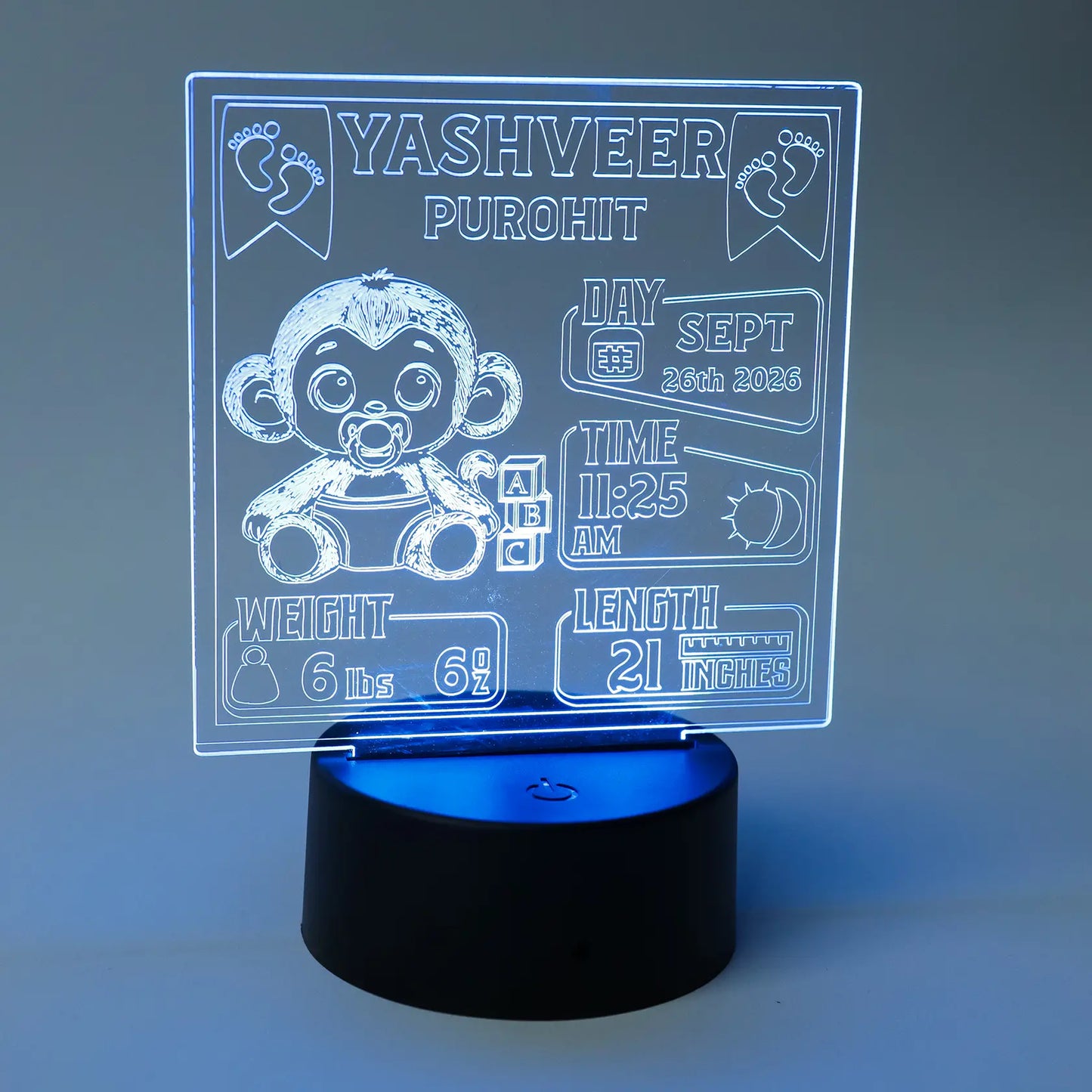 Milo - New Born Baby Acrylic LED Light Up Frame